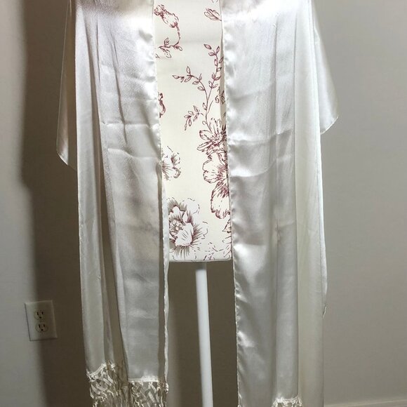 Elevate Your Elegance: The Pristine Satin Fringe Scarf - Picture 9 of 14